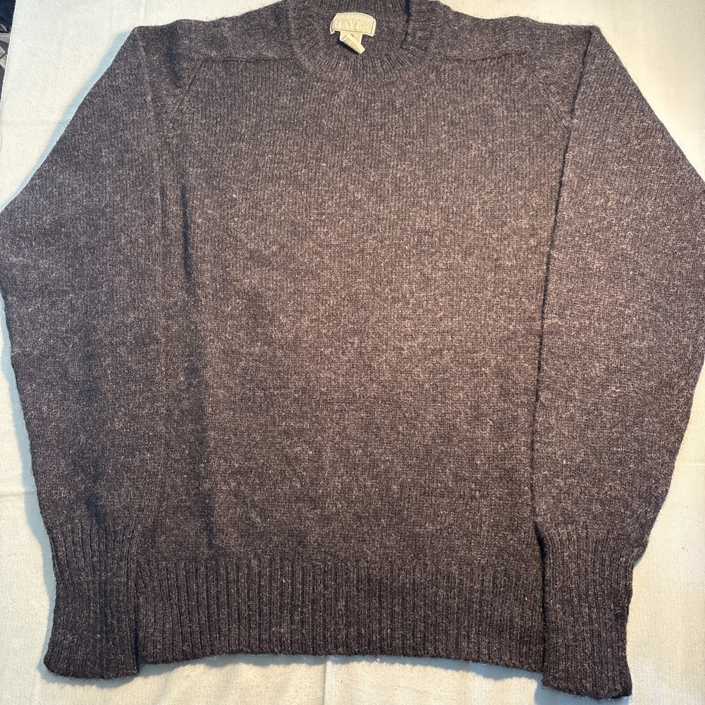 Christopher Hayes Mens Shetland Wool Crewneck Sweater Charcoal Gray L 0749HK87W